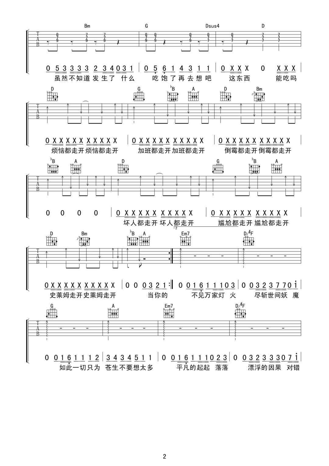 让风告诉你吉他谱2-花玲