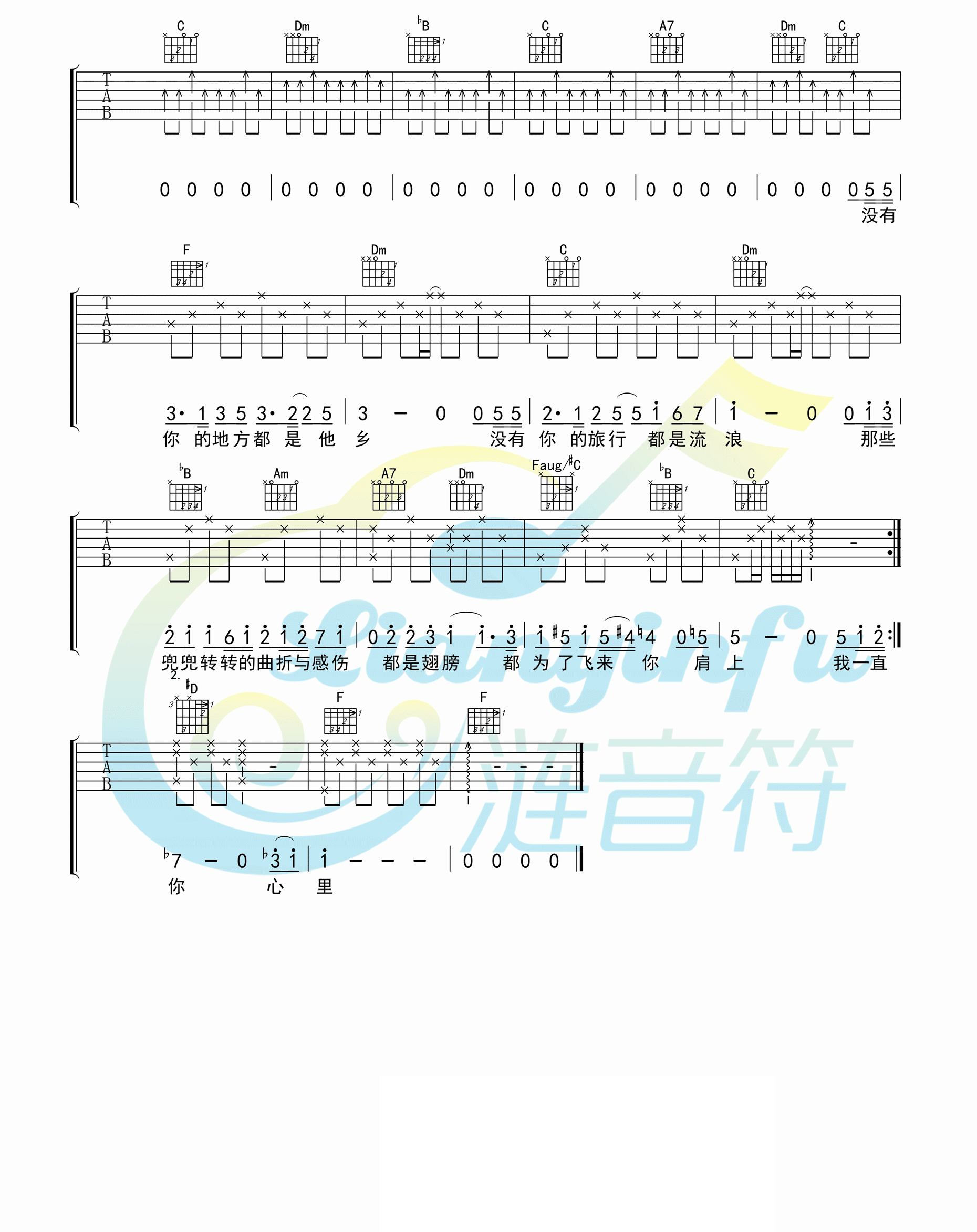 你在终点等我吉他谱3-王菲