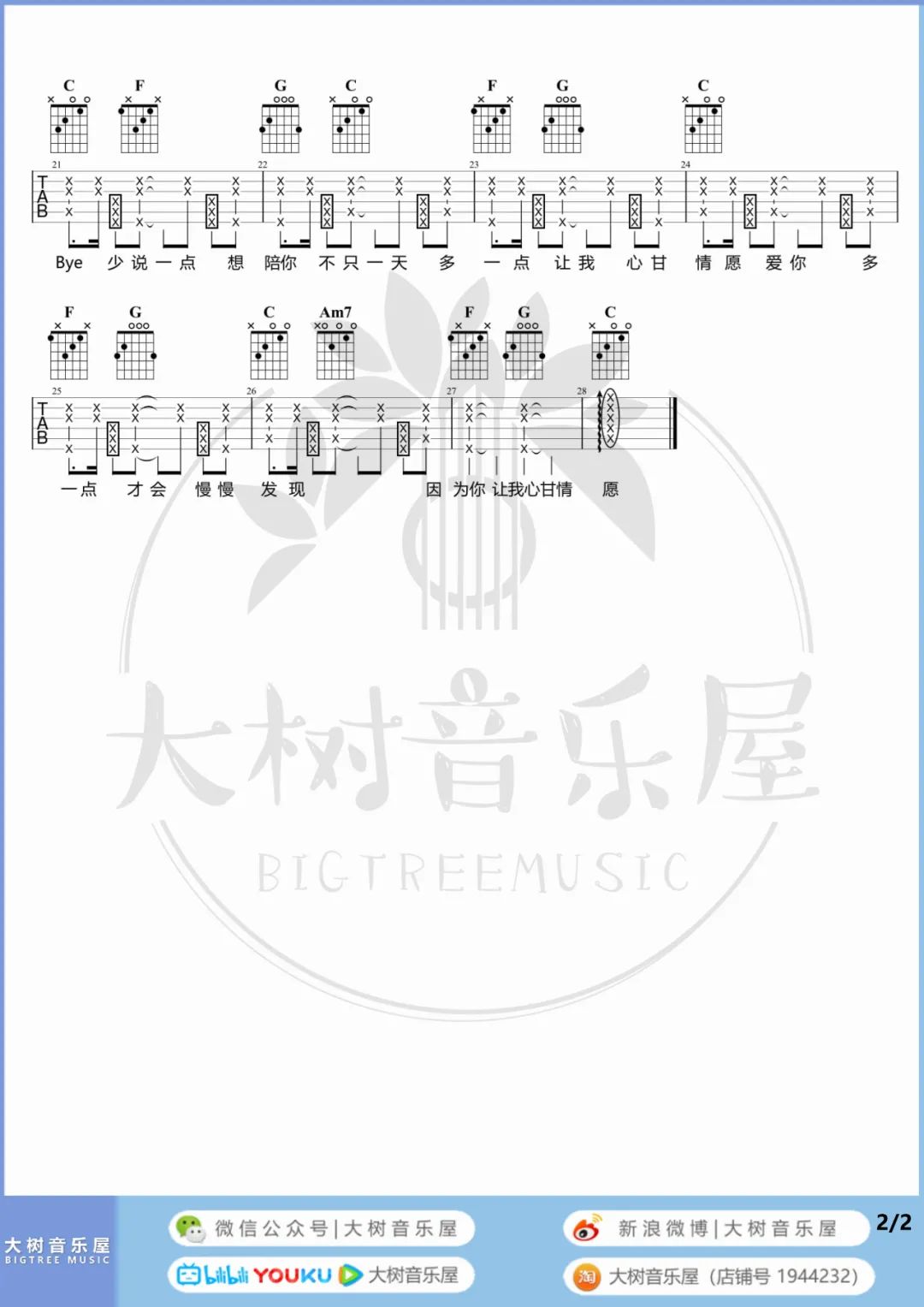 爱你吉他谱2-王心凌