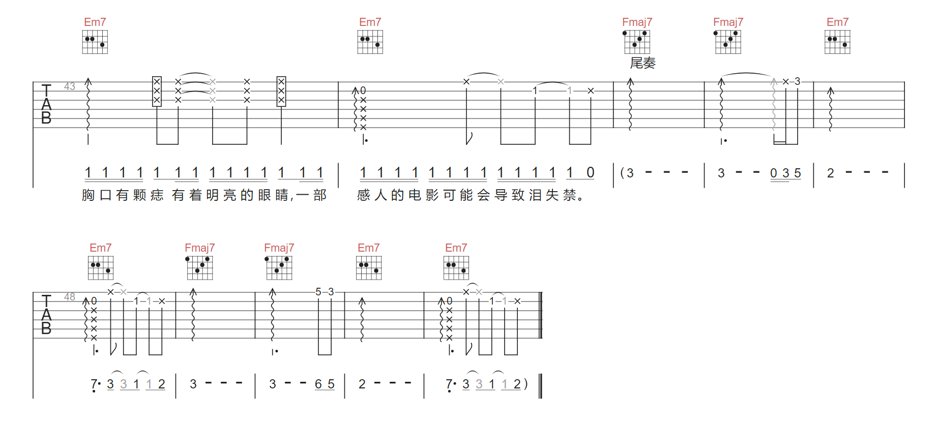 土象女孩吉他谱3-元