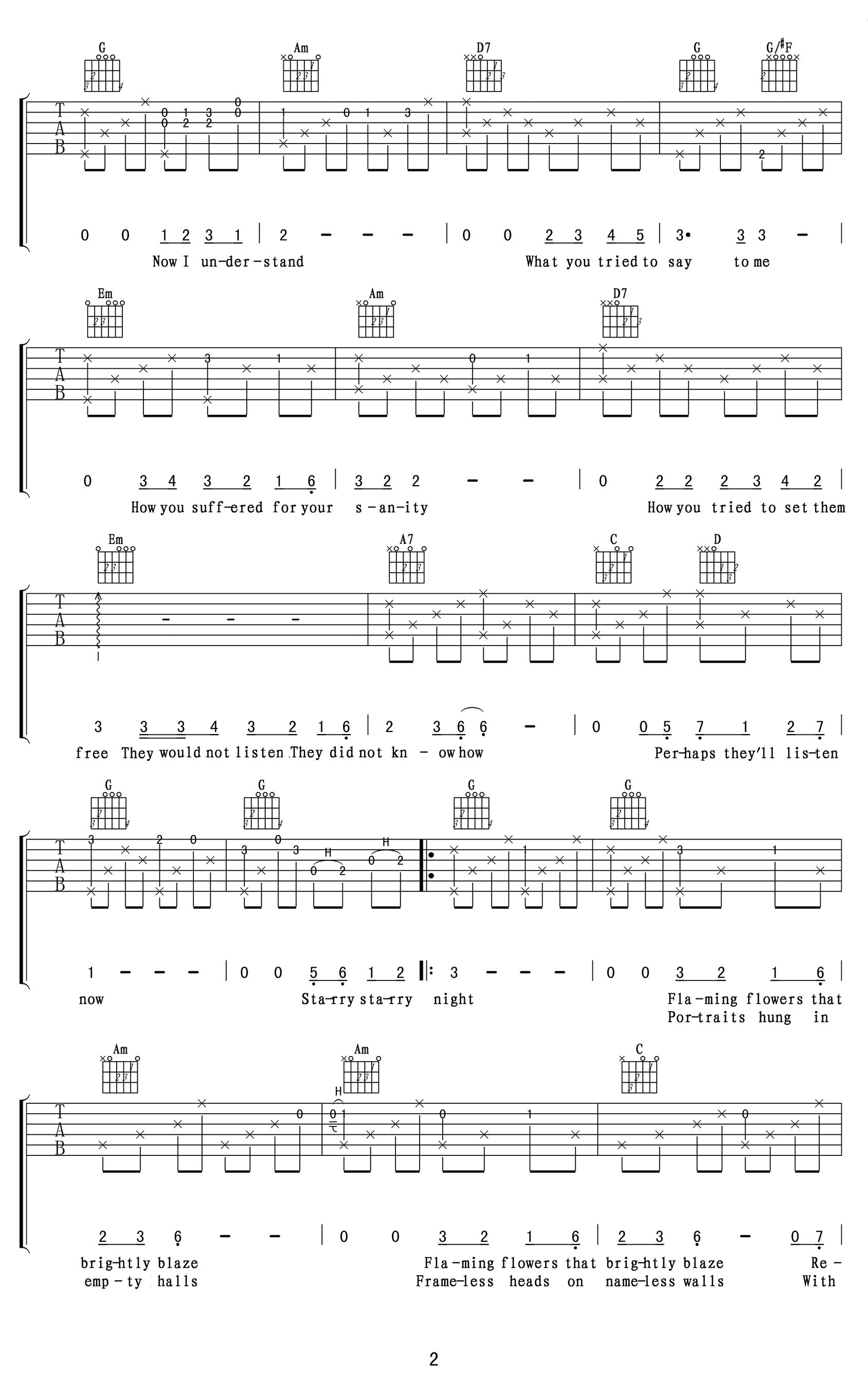 Vincent吉他谱2-Don-Mclean