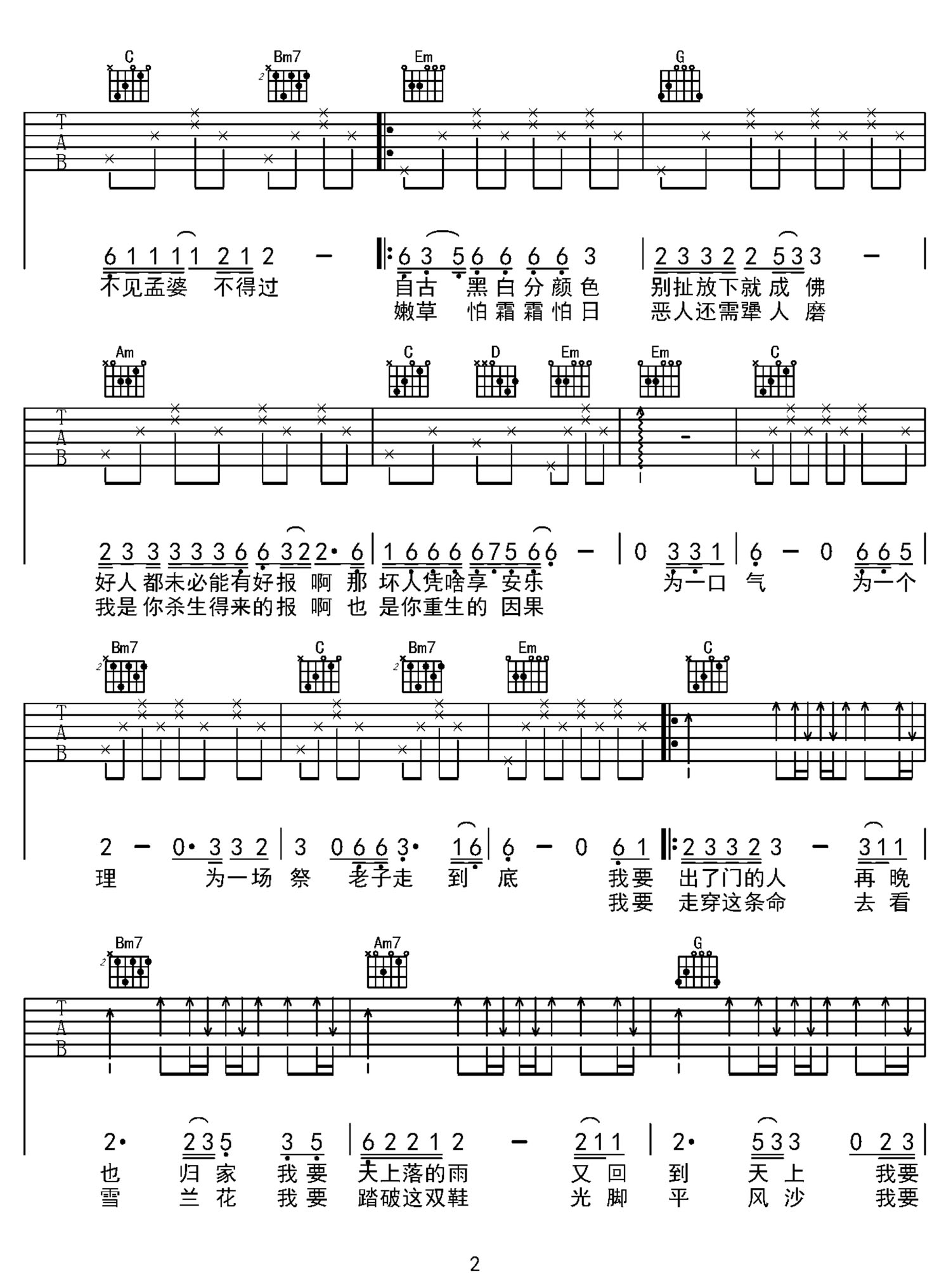 人间道吉他谱2-刘欢